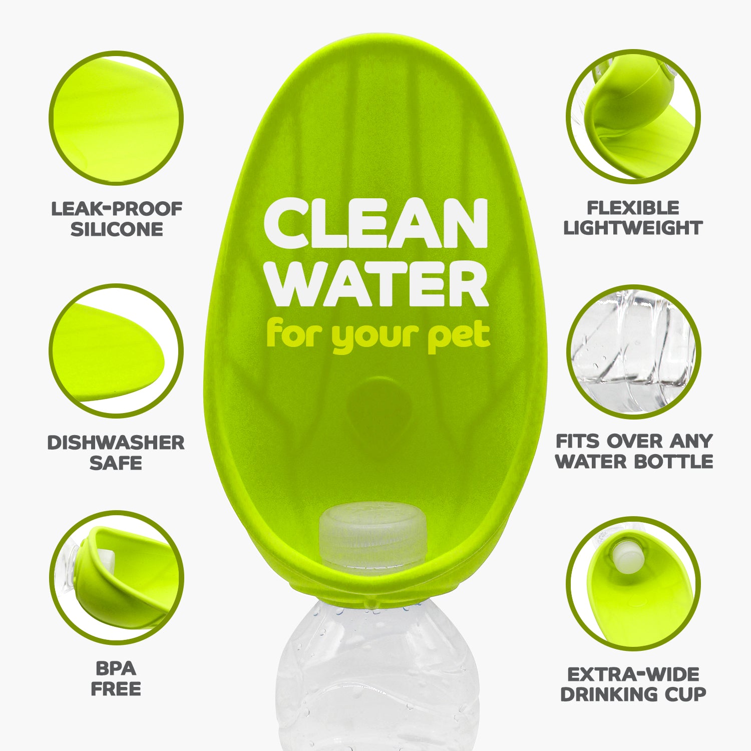 Pet Silicone Water Trough Green